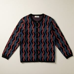 Vintage 90s Patterned Wool Blend Cardigan Sweater Coogi Style